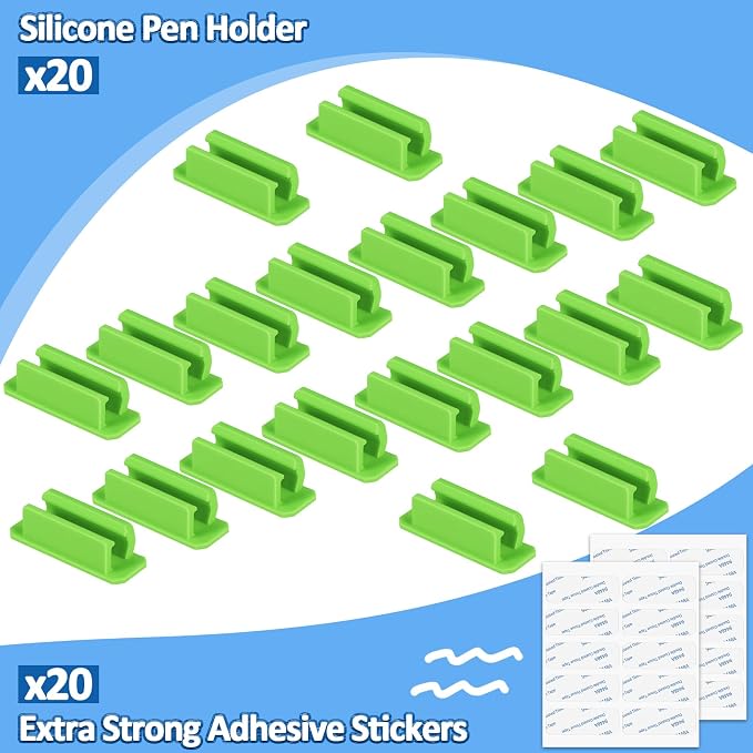 BOBOKA 20Pcs Pencil Holder for Desk, Adhesive Pen Holder for Classroom - Image 6
