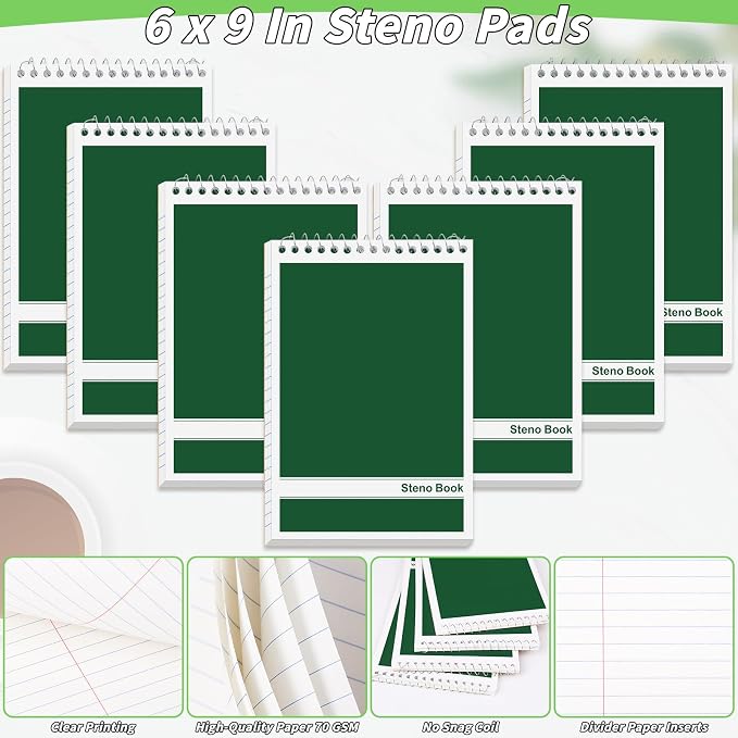 16 Pack Steno Pads 6 x 9 in Top Spiral Notebook Bulk Pack 960 Total Sheets - Image 3