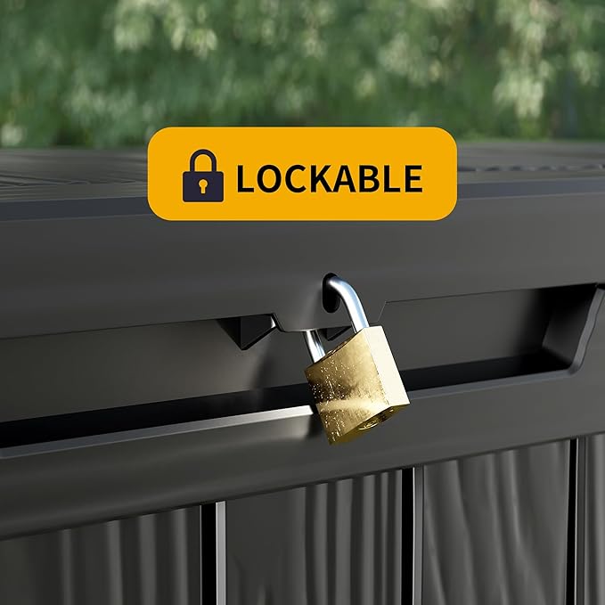 180 Gallon Outdoor Storage Box Waterproof Lockable Resin Deck Box Large, Patio Storage Bin for Pool Accessories Cushion Furniture, Garden Tools, UV-Resistant Outside Delivery Black-DeskLoop Office