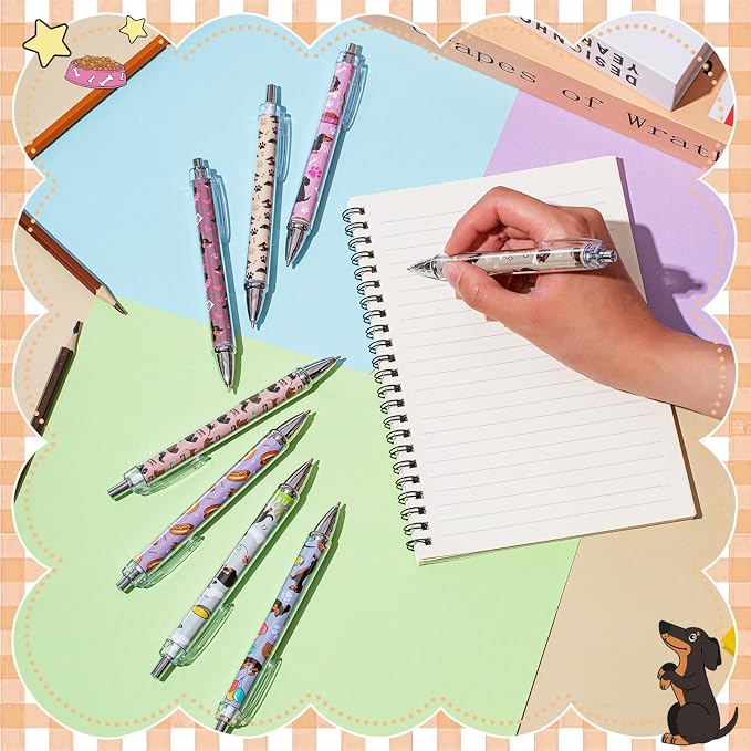 Ireer 8 Pcs Ballpoint Pens for Women 1.00 mm Cute Black Ink Fancy Pens Fine - Image 4