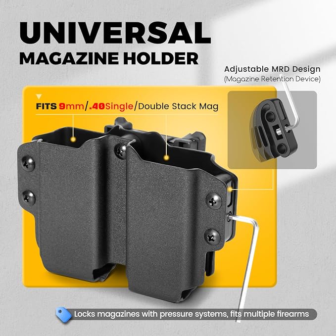 Kydex Magazine Holder, Forcenter OWB Double Magazine Pouch, Universal Magazine - Image 3