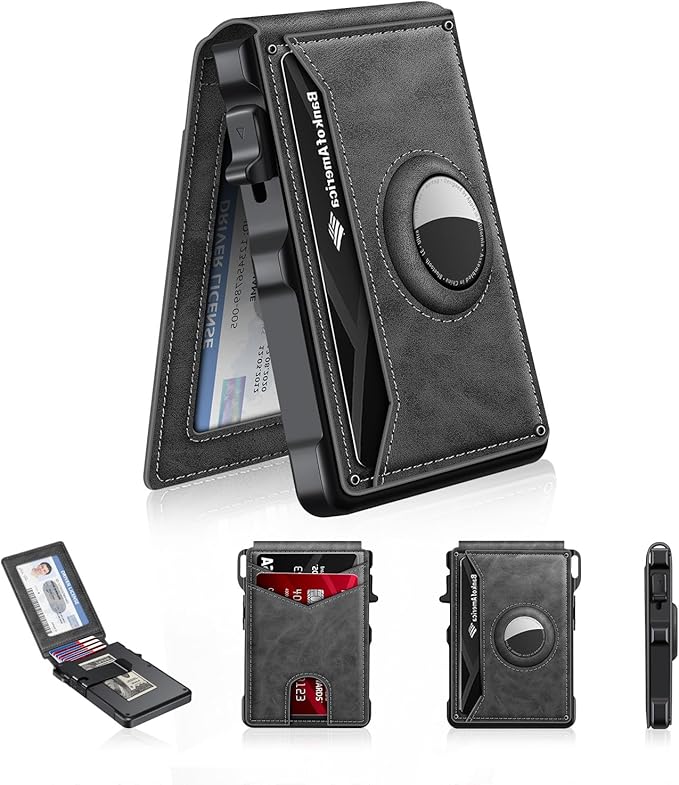 KIKVES Airtag Wallet for Men, Mens Smart Wallet for Air Tag RFID Blocking by KIKVES