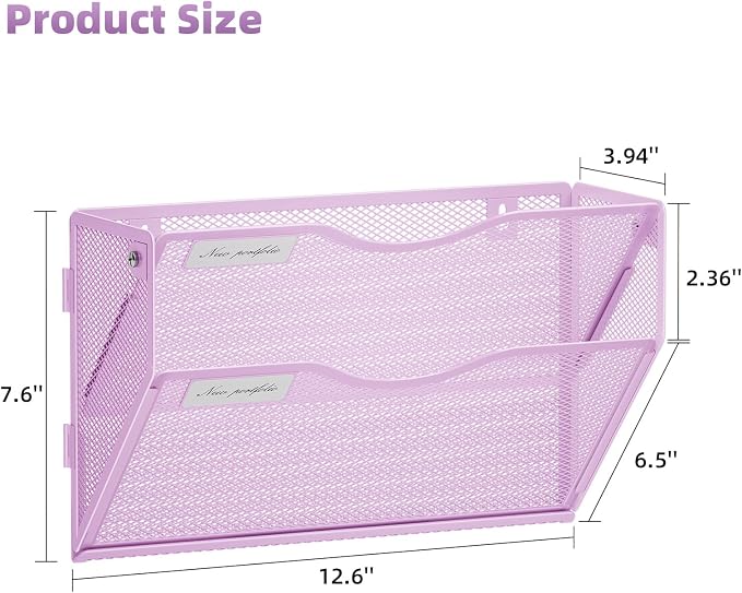 Marbrasse Wall File Holder 2-Tier Hanging Wall File Organizer, Mesh Mail Holder - Image 4