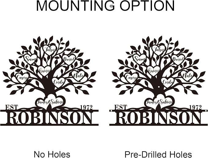 Personalized Family Tree Metal Sign Custom Last Name Sign Tree of Life Wall Art - Image 3