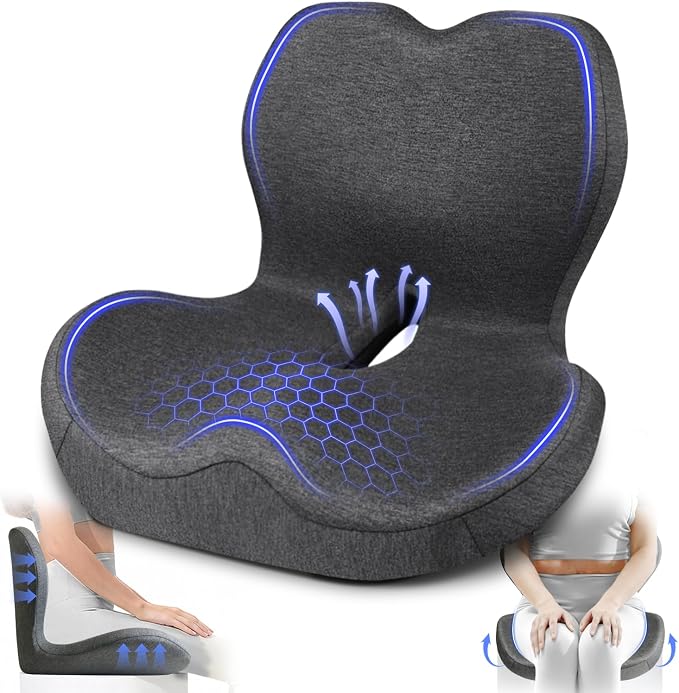 Seat Cushion with Back Support, Lumbar Support Pillow by JIPORIER