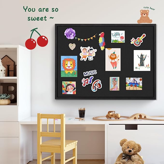 Miratino Large Bulletin Board, 48 "x 36" Black Cork Boards for Walls with Frame, Pin Display Board Vision Board for Home School Office Decor-DeskLoop Office