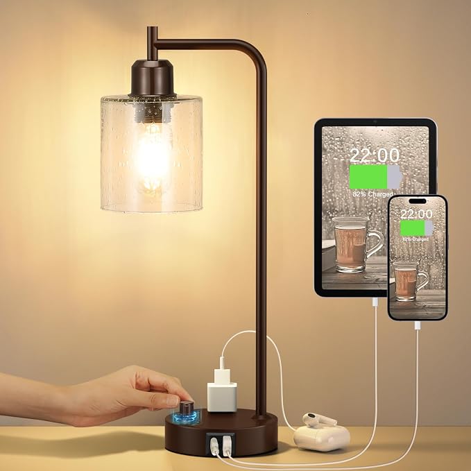 Innqoo Brown Industrial Bedside Table Lamp by Innqoo