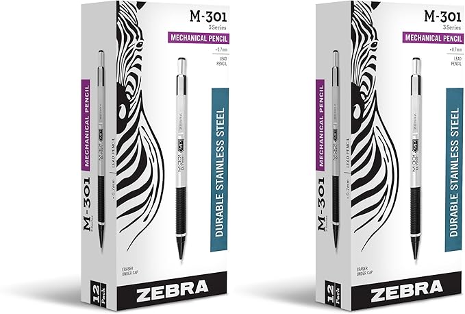 Zebra Pen M-301 Mechanical Pencil, Stainless Steel Barrel, Medium Point by ZebraPen
