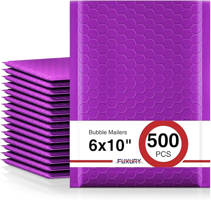 Fuxury 500 Pack Purple Bubble Mailers 6x10 Inch, Small Bubble Shipping by Fuxury