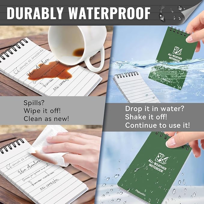 POPYOLA 4 Pack Waterproof Notebook, Weatherproof Pocket Notebook - Image 3