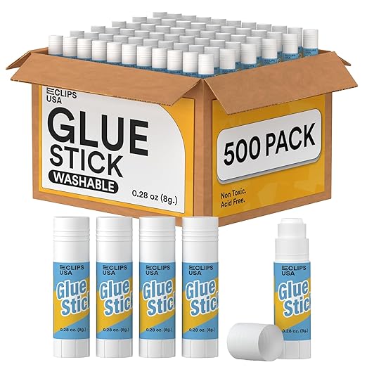 Glue Sticks Bulk (500 Pack), Washable Glue Sticks for Kids, Craft Glue for School Supplies, .28 oz, 8 Grams (500 Pack)-DeskLoop Office