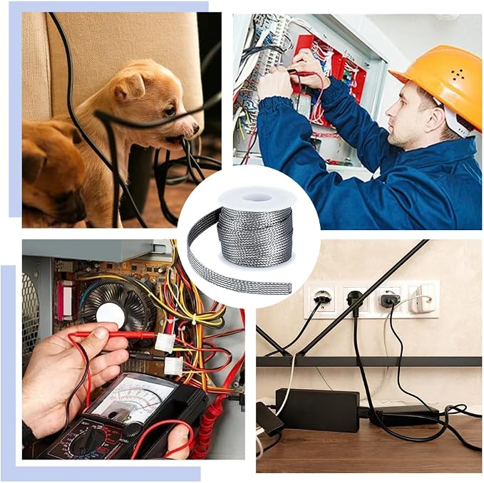 UNICRAFTALE 16.4ft 0.39" W Braided Sleeving Braid Stainless Steel Cable Wire - Image 5