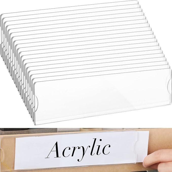 50 Sets 2 x 8 Inch Acrylic Wall Name Plate Holder Clear Plastic Sign Holder by Yulejo