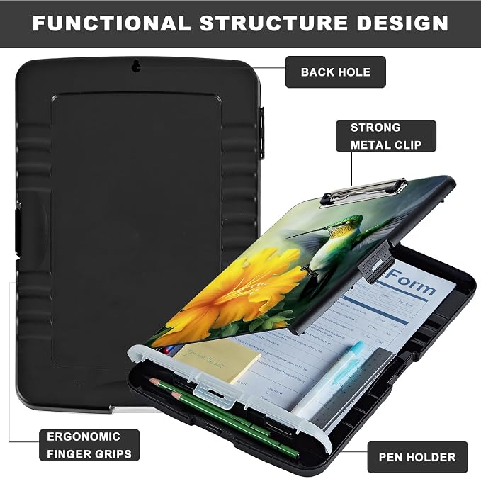 Clipboard with Storage, Heavy Duty Plastic Storage Clipboard with Low Profile - Image 6
