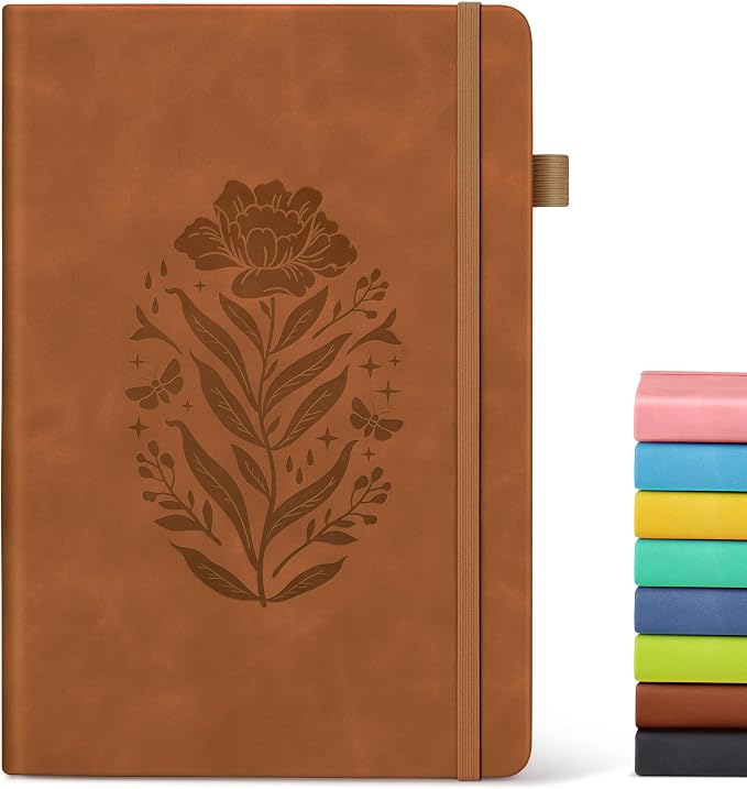 Lined Journal Notebook for Men Women, A5 Brown Leather Journals for Writing by MUAHLIUB