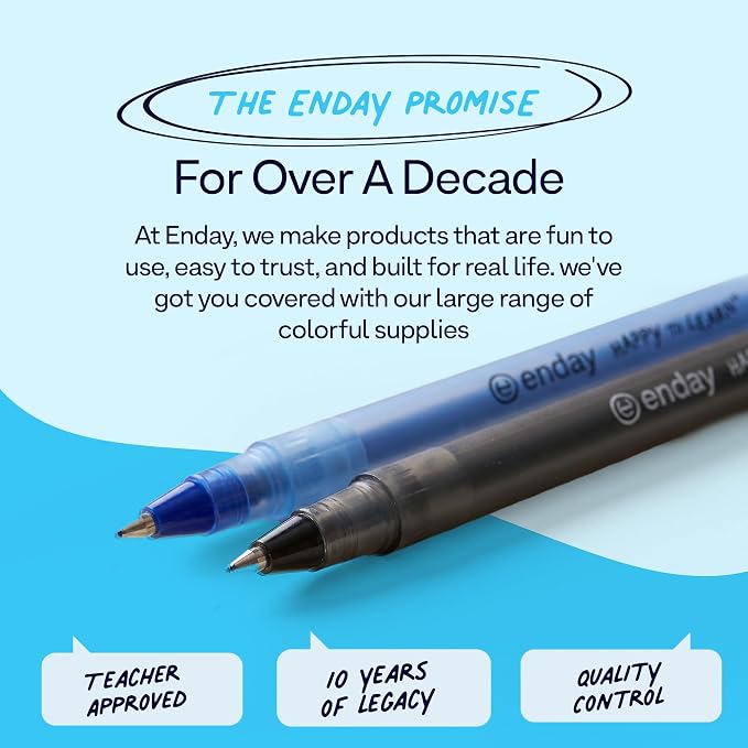 Enday Ballpoint Pens Bulk Blue and Black Pens 200 Black & 200 Blue - Image 8