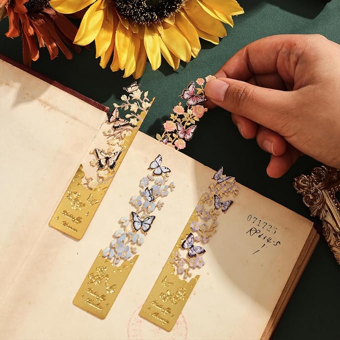 4pcs Metal Bookmarks, Butterfly Flower Theme Pretty Book Marks - Image 6