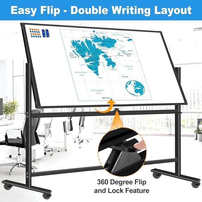 BSTPCOO Large Rolling Dry Erase Board 72 x 40, Double Sided Easel Whiteboard - Image 3