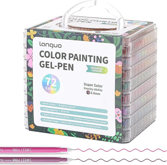 Gel Pens for Adult Coloring Books, 72 Colors Set Gel Colored Pens Marker, Perfect Gel Pens for Adult Drawing Doodling Journaling, Art Supplies and DIY Crafts-DeskLoop Office