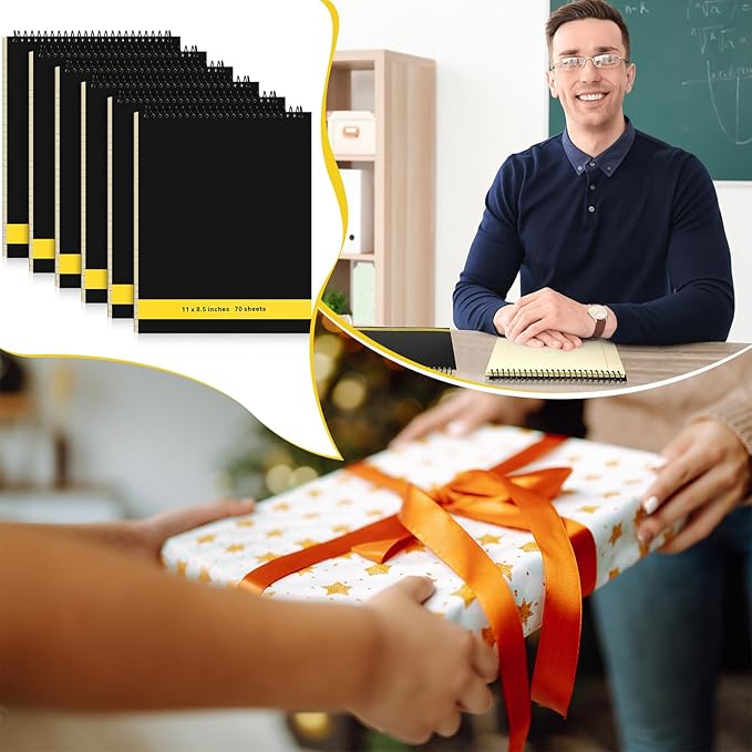 6 Pcs Legal Pad Top Spiral Bound Notebook 70 Sheets Wirebound Notepad Double Sided Ruled Memo Steno Book with Stiff Back Cover for Business(8.5 x 11 Inches,No Holes,Yellow)-DeskLoop Office