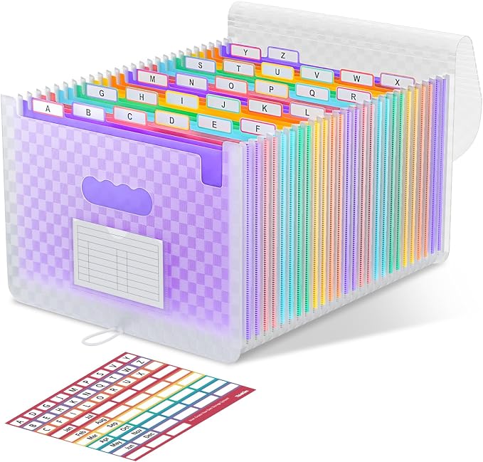 ThinkTex 26 Pockets Expanding File Folders, Accordion File Organizer by ThinkTex