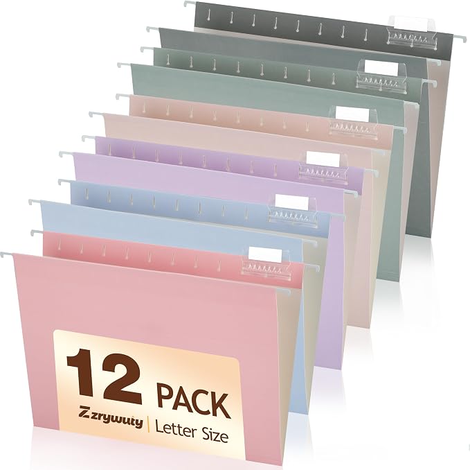 Zzrywuty Hanging File Folders Letter Size, Pastel File Folders Hanging by Zzrywuty