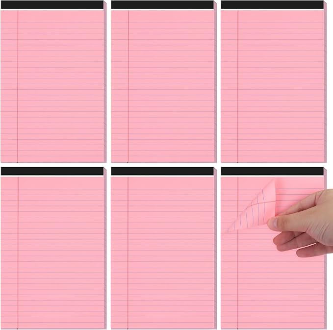 Utron 6 PCS Small Legal Pads 5x8 Pink, Narrow Ruled Small Note Pads 5x8 by Utron