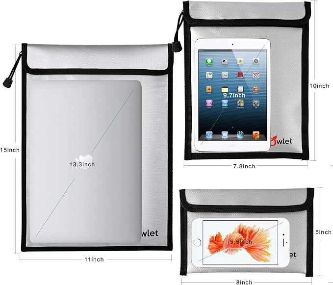 Fireproof Waterproof Money Document Bag, Zipper Storage Organizer, - Image 2