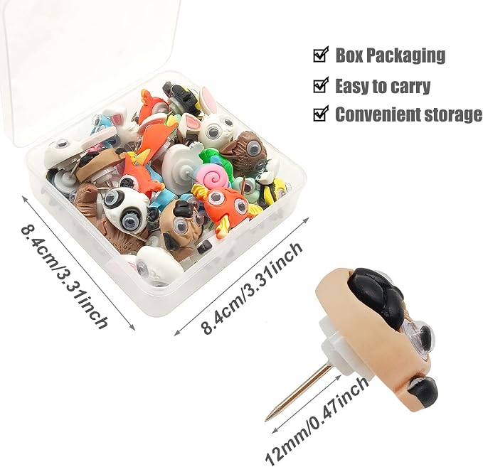 Fun Animals Push Pins, Cute Thumb Tacks Pushpins - Image 3