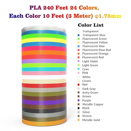 3D Printing Pen Refills PLA Filament 1.75mm 24 Vibrant Colors 240 Feet - Image 2