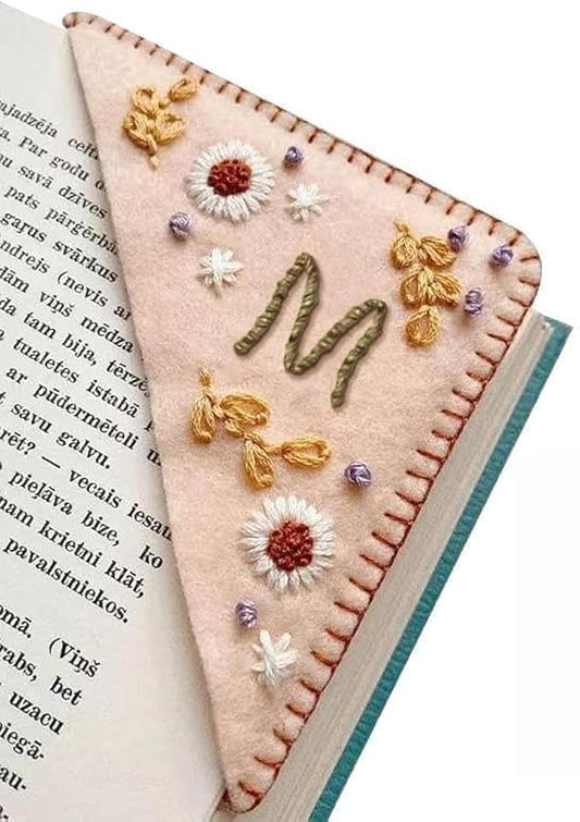 MOTEERLLU Personalized Hand Embroidered Corner Bookmark by MOTEERLLU