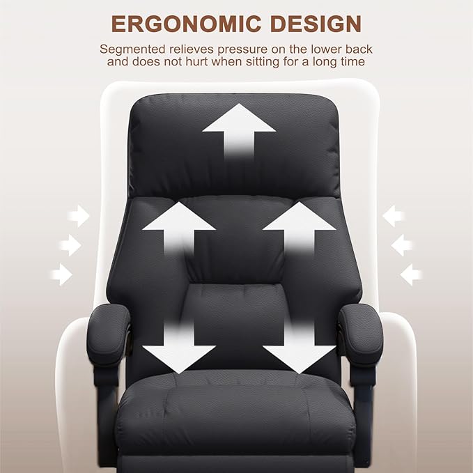 Executive Office Chair Comfortable Desk Chairs with Foot Rest High Back Computer Gaming Chairs Reclining PU Leather Swivel Work Chair for Home Office-DeskLoop Office