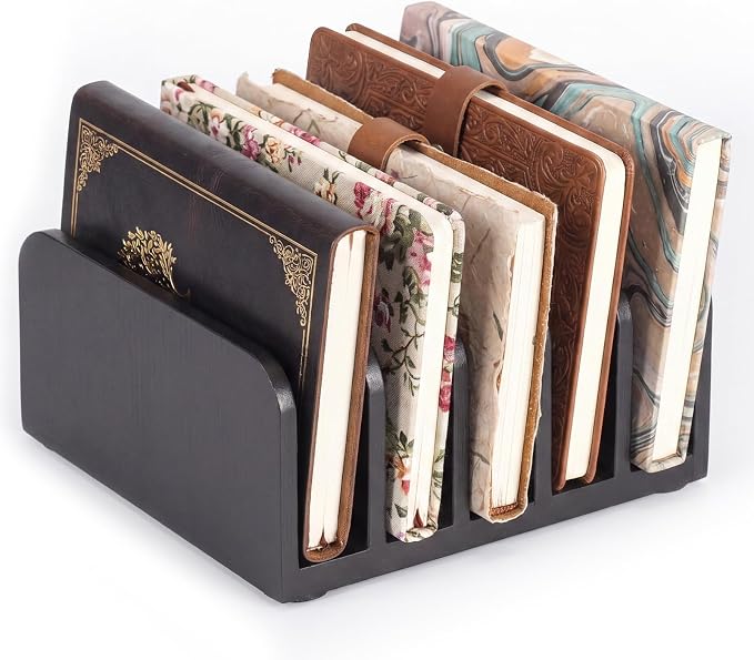 Lineshading Bamboo Letter Organizer, 5 Compartments Desk Mail Organizer by Lineshading