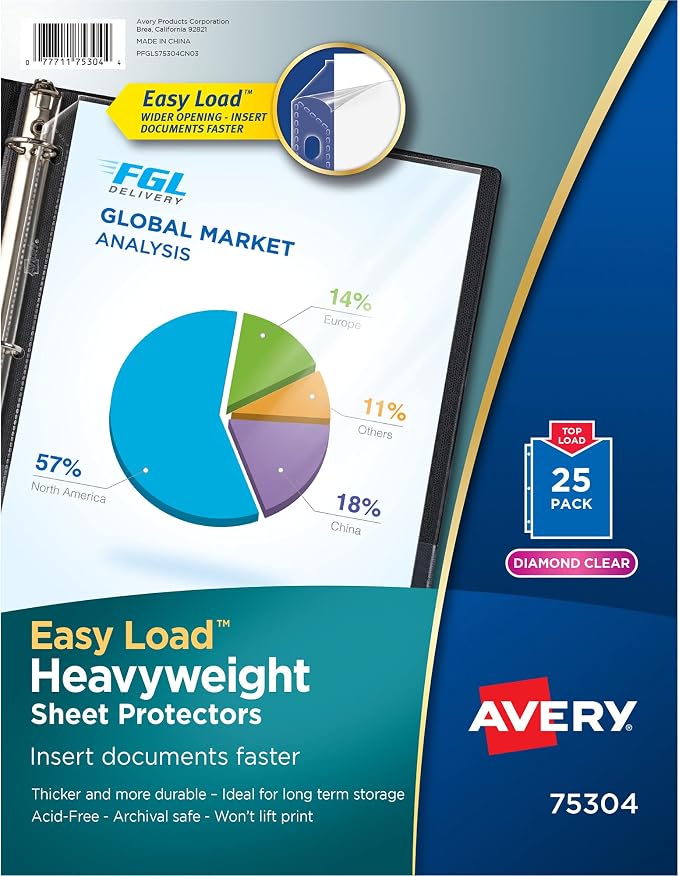 Avery Diamond Clear Heavyweight Sheet Protectors, Easy Load, 25 Document by Avery