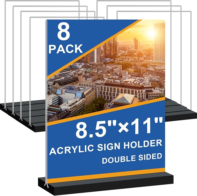 Seencool 8.5x11 Acrylic Sign Holder Vertical Double-Sided Tabletop Sign Holder by Seencool