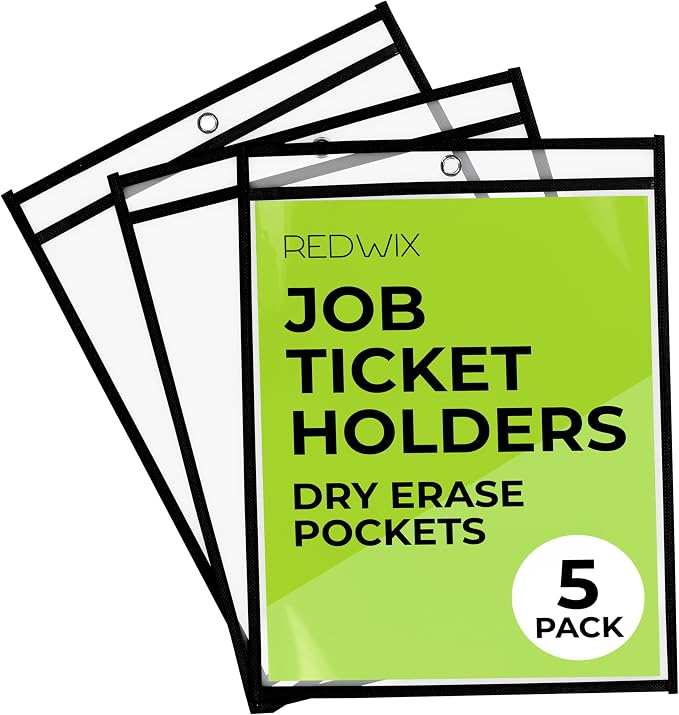 5 Pack Job Ticket Holders, Plastic Sleeves by Redwix