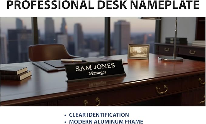 2" x 10" Aluminum Office Desk Nameplate Sign Holder 5 Pack - Image 6