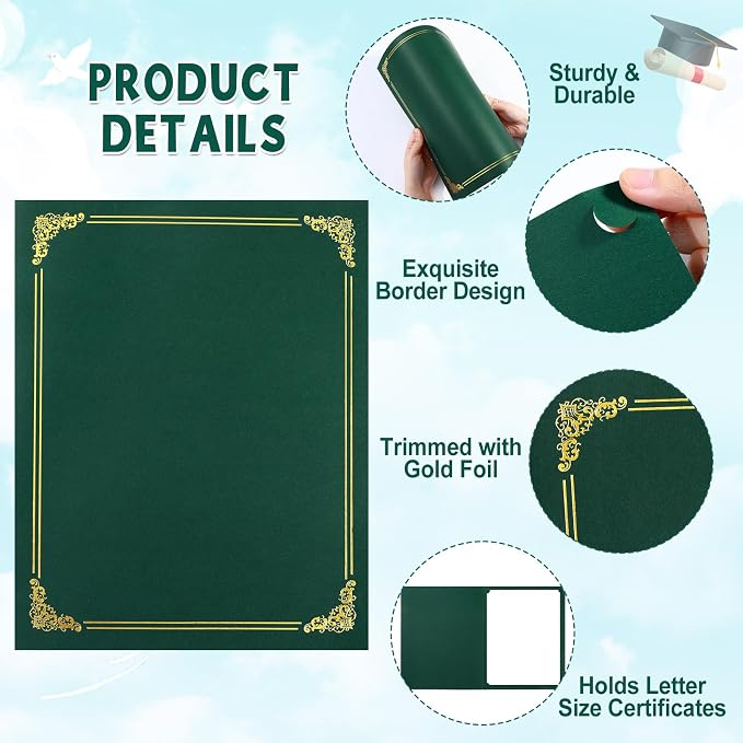 gisgfim 160Pcs Certificate Holders Diploma Covers Single Sided Gold Foil Border - Image 4