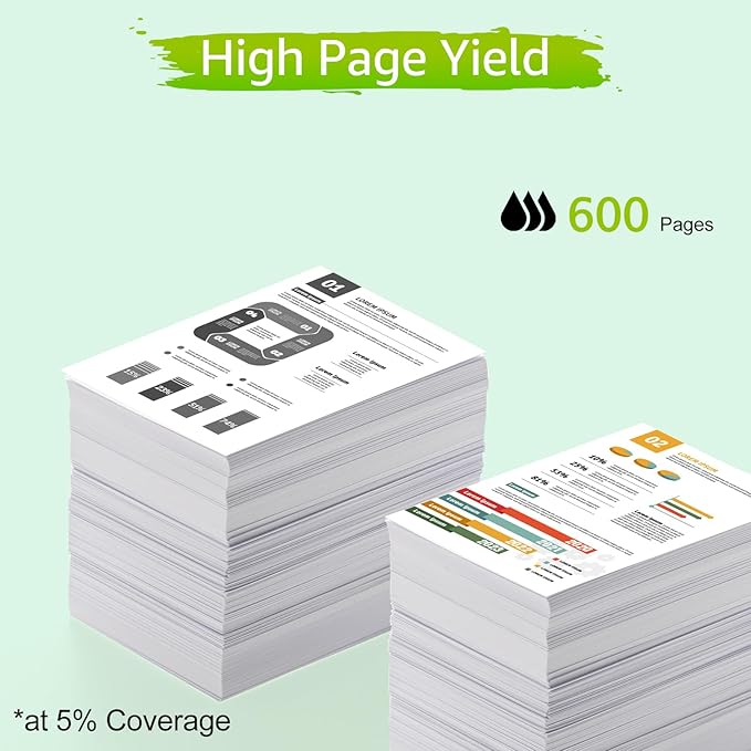GREENCYCLE 62XL Black Ink Cartridge Replacement for HP 62 XL C2P05AN Remanufactured Cartridges Compatible for Envy 5540 5640 5660 7644 7645 OfficeJet 5740 8040 OfficeJet 200 250 Series Printer, 2 Pack-DeskLoop Office