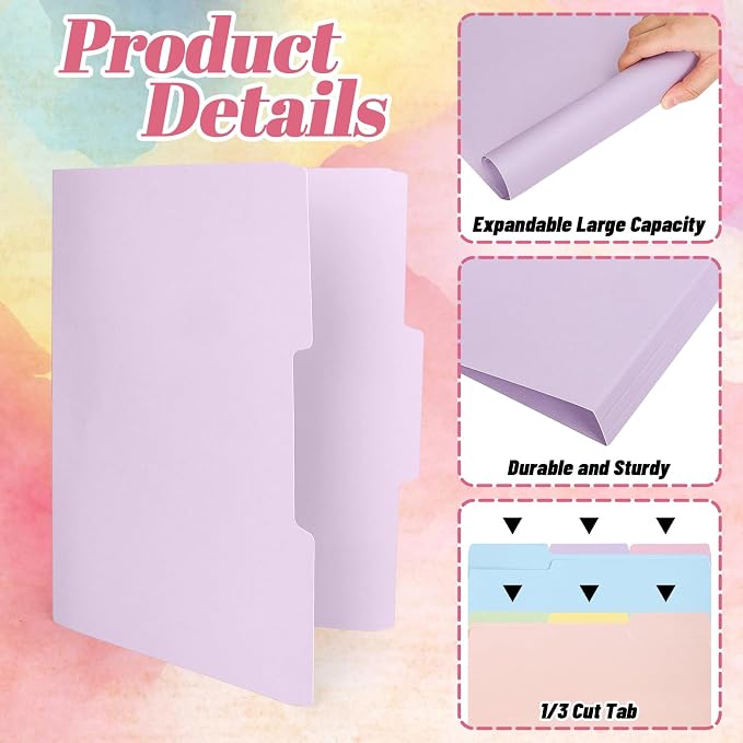 Whaline 24 Pack Pastel Colorful File Folders Letter Size Easter 6 Macaron - Image 3