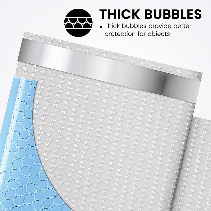 Fuxury 100Pcs Bubble Mailers 6x10" Light Blue Bubble Mailer Thick Shipping - Image 3