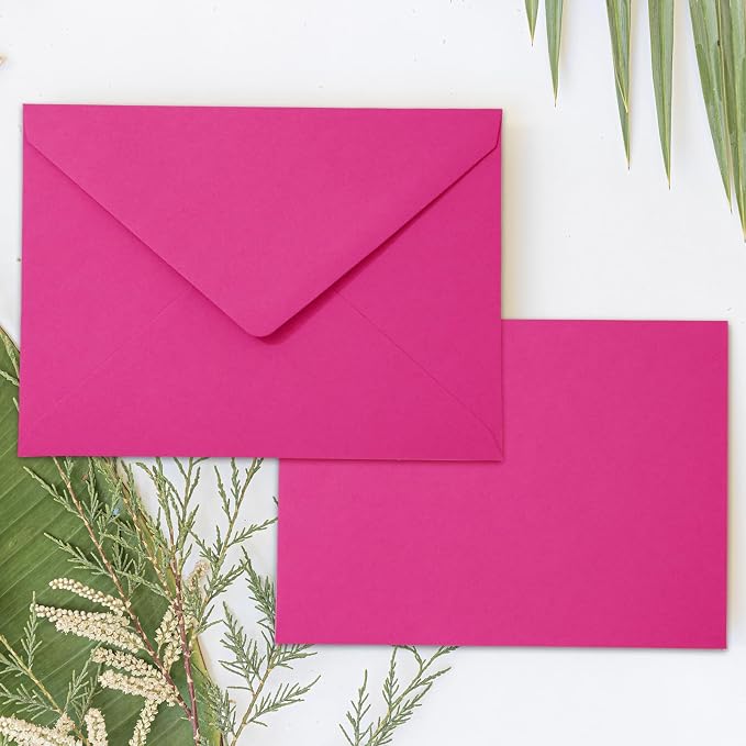 Whaline 50Pcs A7 Invitation Envelopes Set Hot Pink Greeting Card Envelopes - Image 7