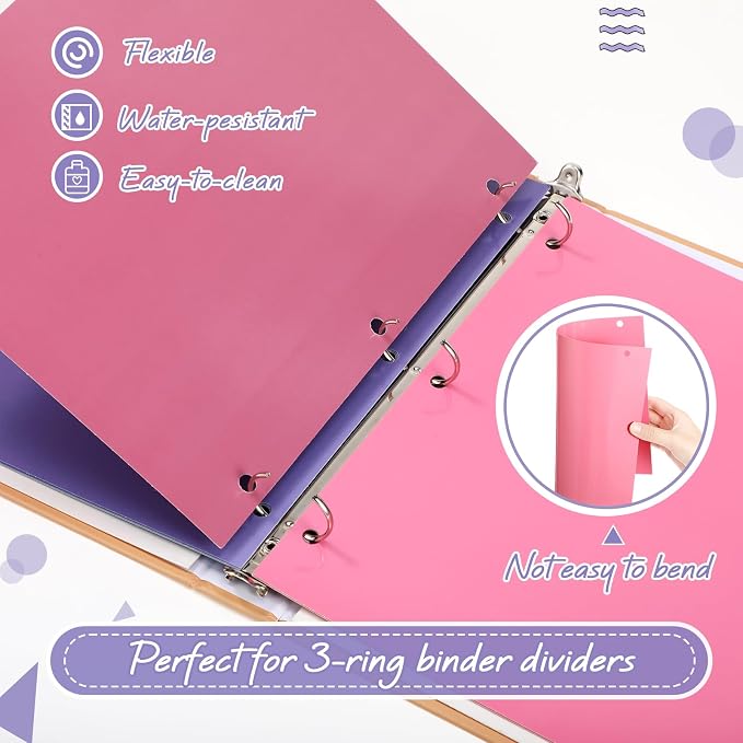 Honoson 12 Sets 8 Tab Dividers for 3 Ring Binders Plastic File 8.5 x 11 Inch - Image 3