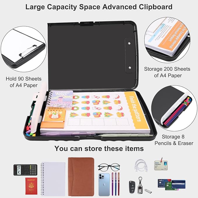 SFLHHDM Clipboard with Storage, Clip Boards 8.5x11, Plastic Clipboards with Pen - Image 2