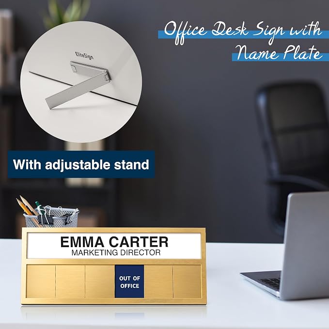 Name Plate for Desk& Office Door Sign, 6 Options Do Not Disturb, In A Meeting - Image 6