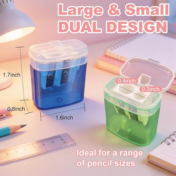 108 Pack Manual Pencil Sharpener Bulk, Double Hole Handheld Sharpener - Image 8
