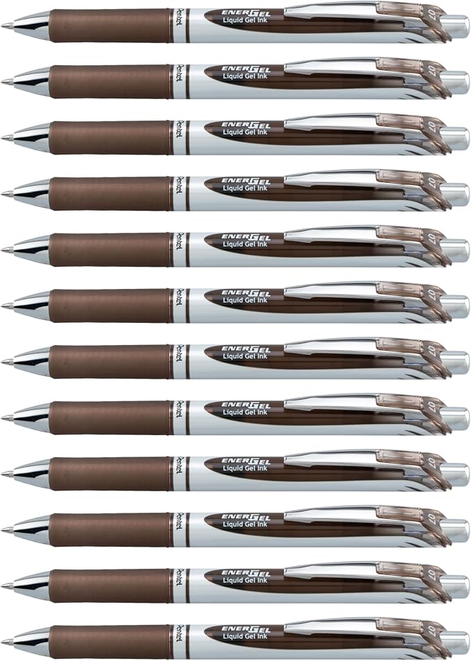 Pentel EnerGel RTX Retractable Liquid Gel Ink Pen, Medium line, Sepia Ink by PentelofAmerica