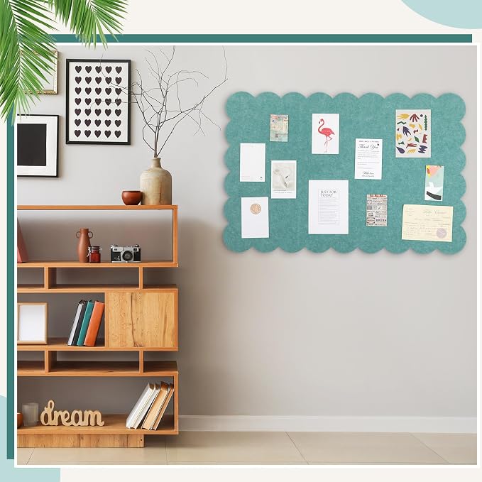Mooliwe Scalloped Felt Bulletin Board 36 x 24 Inches Foldable Forest Green Pin - Image 5