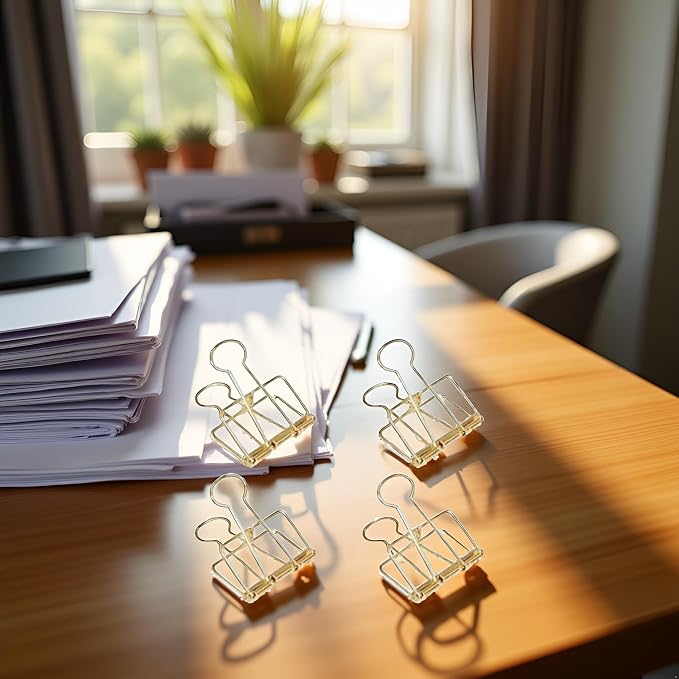 4Pcs Gold Hollow Out Long Tail Wire Binder Clips Paper Binder Clip Large Binder - Image 2