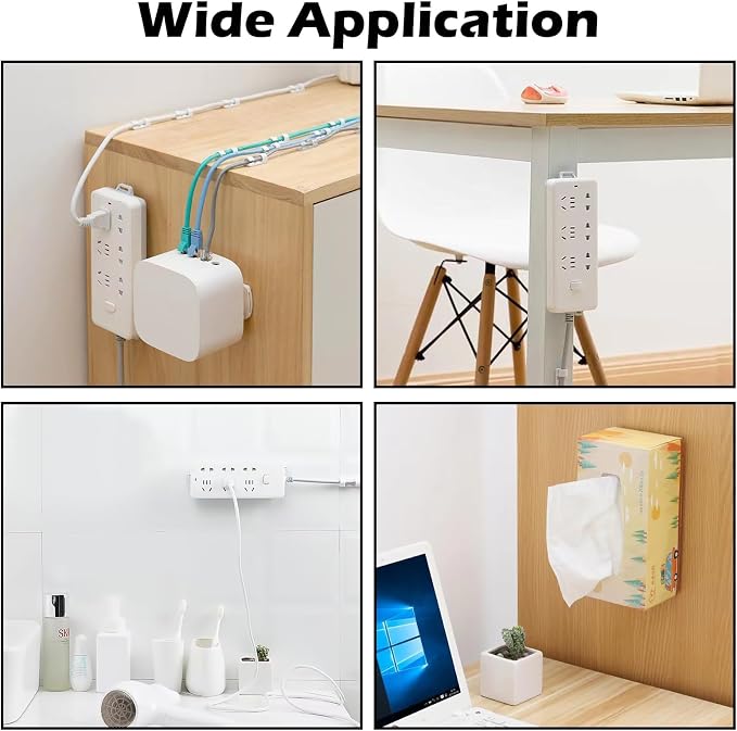 4 Pcs Power Strip Wall Mount, Self-Adhesive Punch-Free Socket Holder, Desktop - Image 3